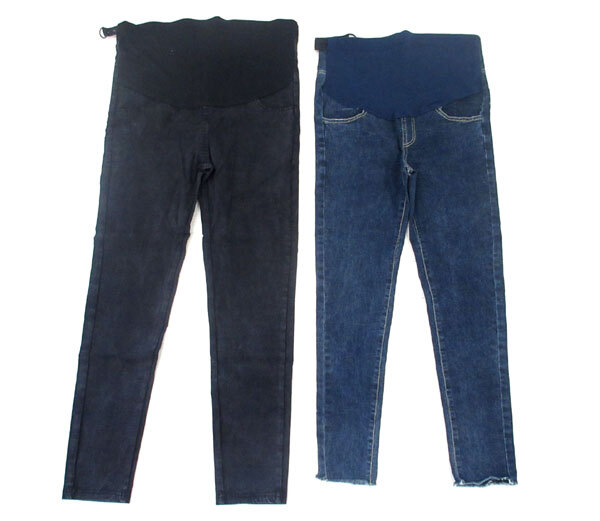 送料300円(税込)■be501■(250819)マタニティ ストレッチパンツ 2種 2点【シンオク】_画像1