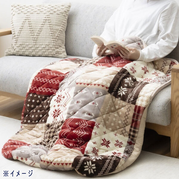 送料300円(税込)■pf014■イケヒコ ポケットこたつ ノルディック柄 ネイビー(柊)【シンオク】_画像6