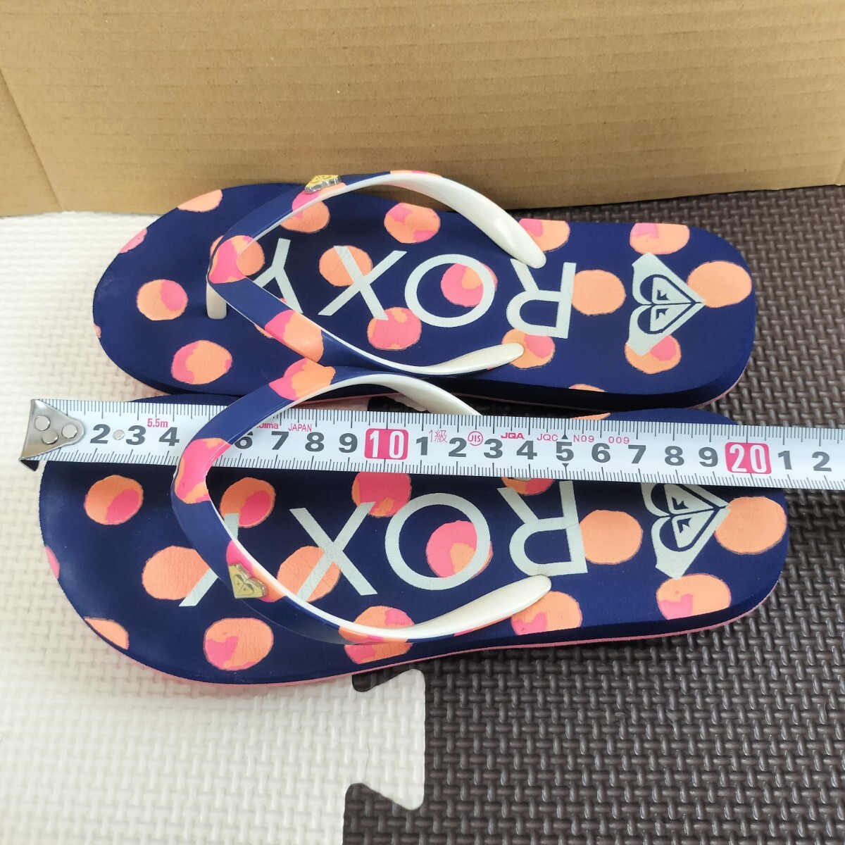 ROXY ドット柄 ビーチサンダル ネイビー/ピンク_画像6