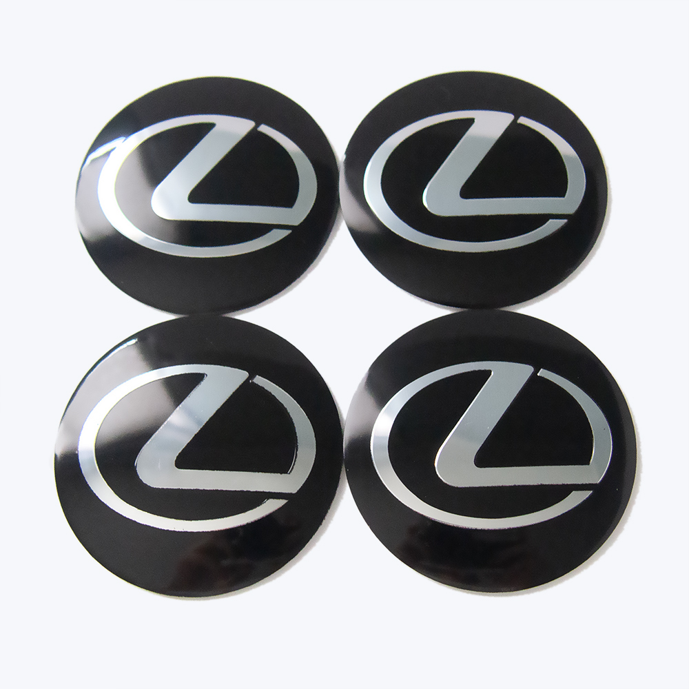 LEXUS レクサス TOYOTA トヨタ ホイールキャップステッカー ブラック 56mm 4枚_画像1