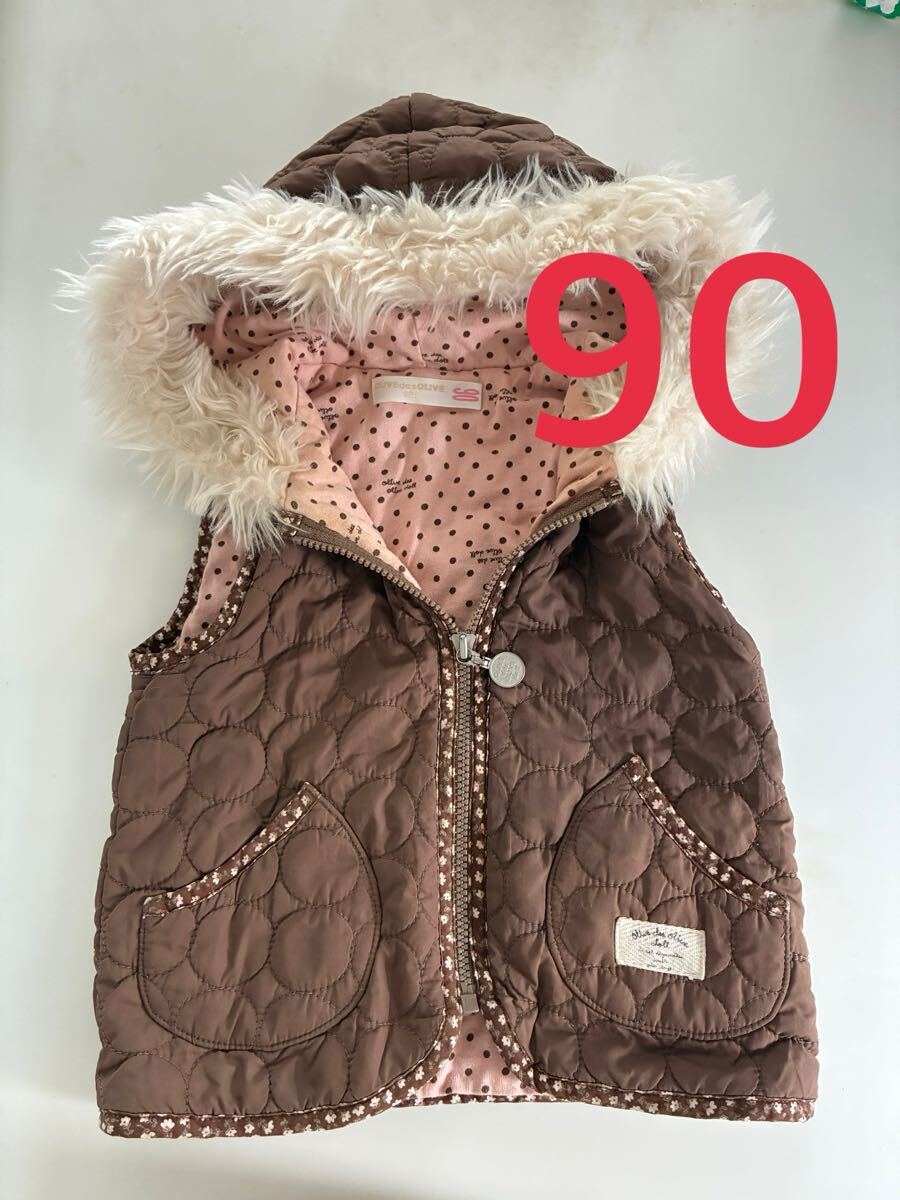 送料無料　オリーブデオリーブ　90 キルティングベスト 女の子 ピンク アウター キッズ ベスト_画像1