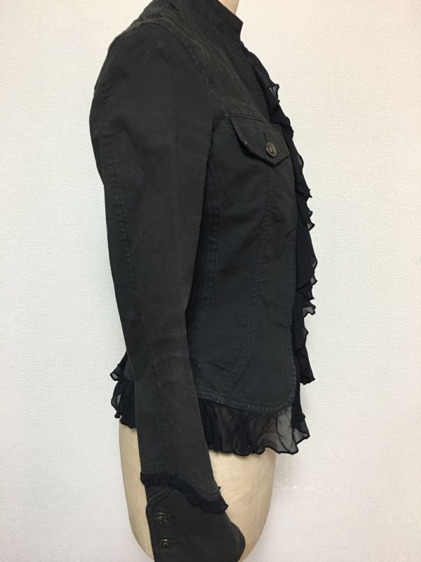 VERSACE JEANS COUTURE ヴェルサーチ シルク切替 スタンドカラー メデューサ ボタン ジャケット 38_画像3