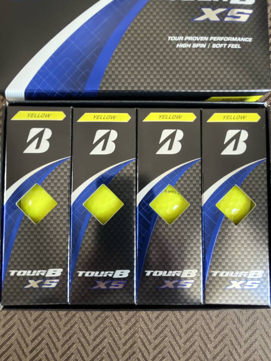 【未使用】ブリヂストン　ゴルフボール「TOUR B XS（イエロー）」　1ダース12球_画像2