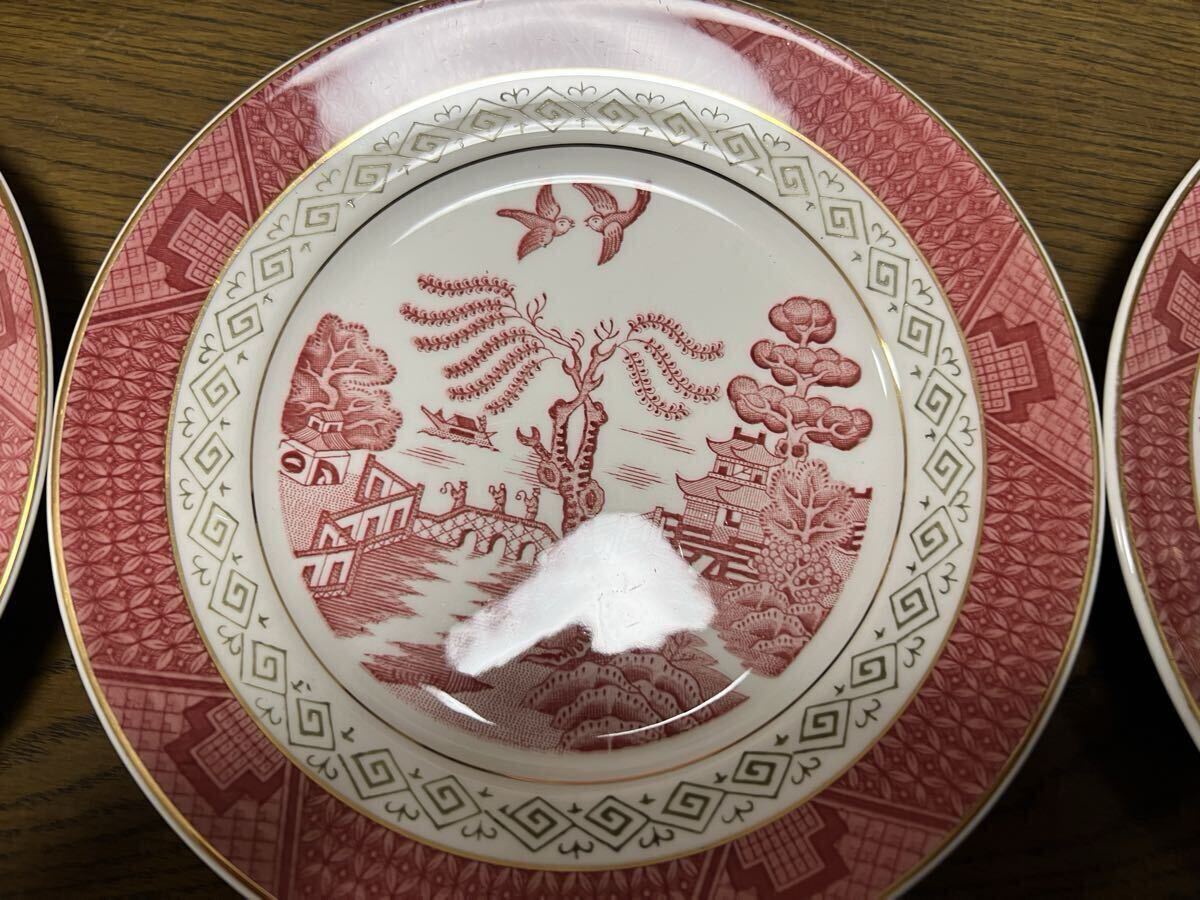 DOUBLE PHOENIX NIKKO IRONSTONE ニッコーダブルフェニックス ケーキ皿6客セット 赤山水 金彩ウィローパターン_画像4