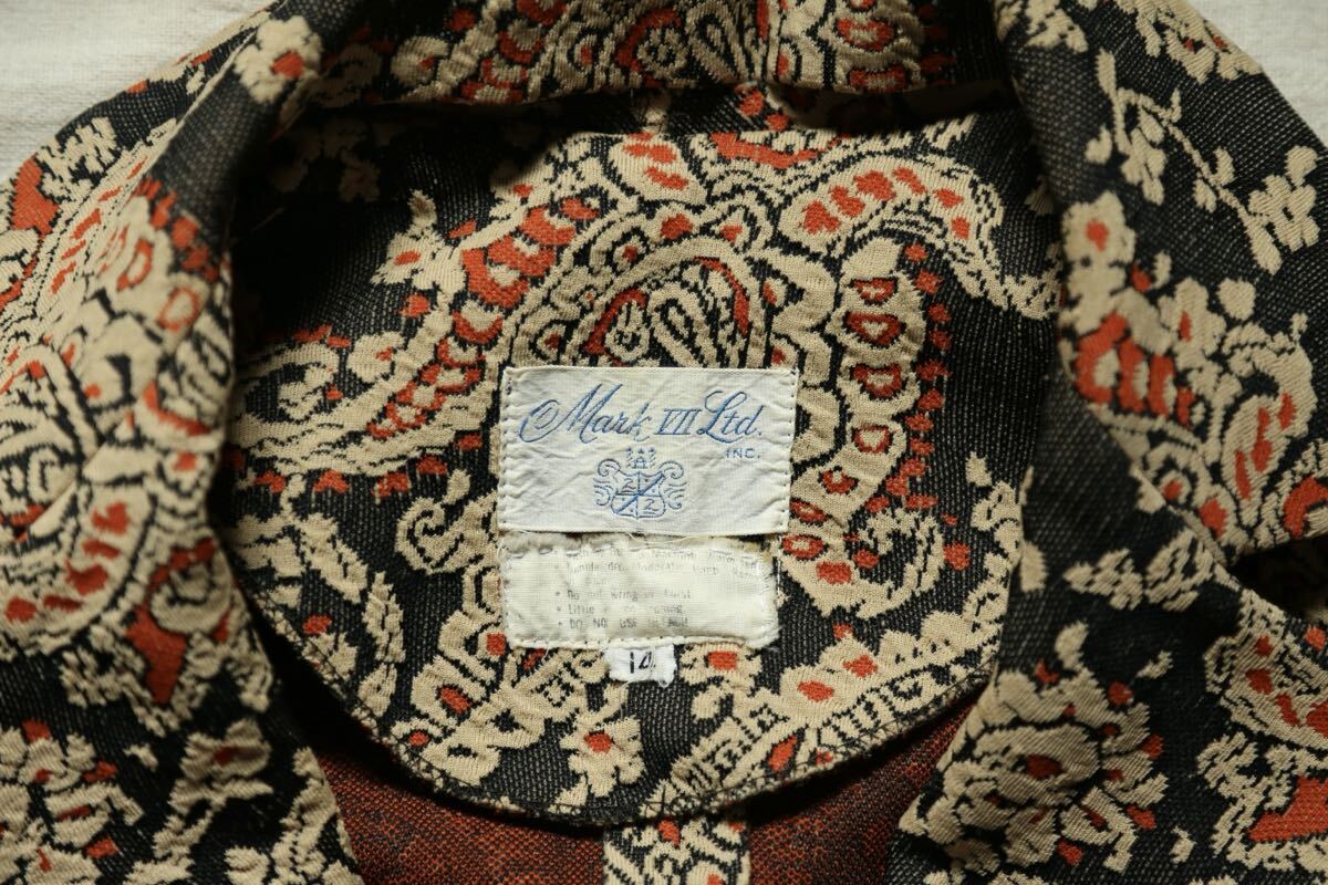 Mark VII Ltd. jacket ジャガード織 ゴブラン ジャケット アラベスク 総柄 ヴィンテージ vintage 古着 ビンテージ ペイズリー 14サイズ_画像6