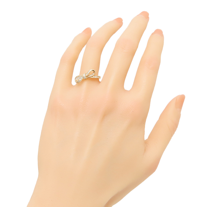 リボン モチーフ ピンクゴールド ダイヤモンド 0.32ct リング 15号 4.2g 鑑別書 18K 18金 指輪 逸品質屋 丸高 尼崎市 兵庫県_画像2