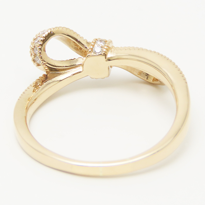 リボン モチーフ ピンクゴールド ダイヤモンド 0.32ct リング 15号 4.2g 鑑別書 18K 18金 指輪 逸品質屋 丸高 尼崎市 兵庫県_画像5