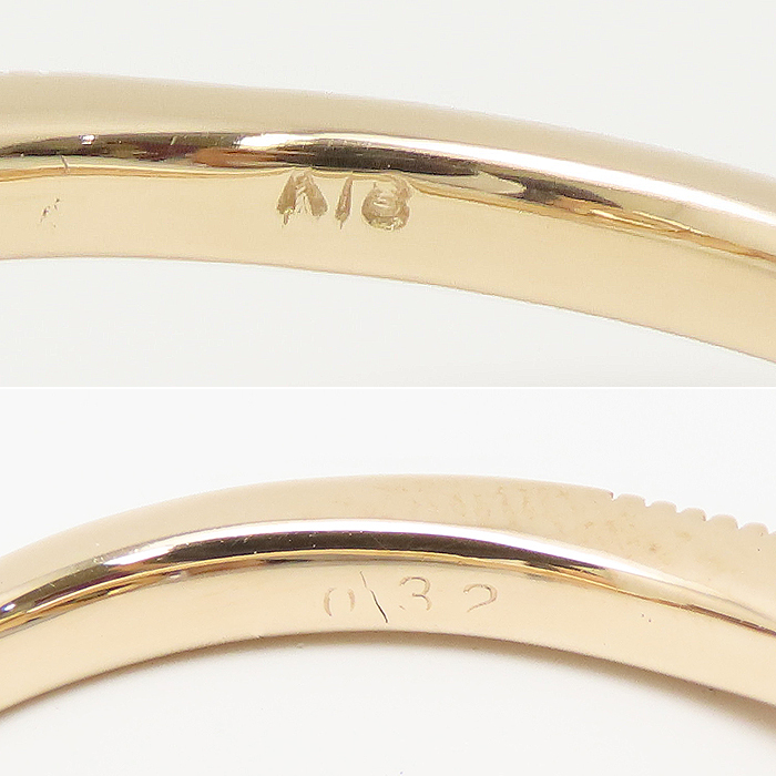 リボン モチーフ ピンクゴールド ダイヤモンド 0.32ct リング 15号 4.2g 鑑別書 18K 18金 指輪 逸品質屋 丸高 尼崎市 兵庫県_画像6
