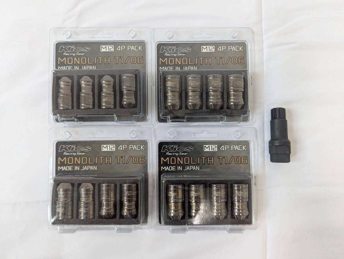 KYO-EI(協永産業) MONOLITH T1/06 M12×P1.5 4P グロリアス ブラック ×4 + MONOLITH M12用 専用アダプター_画像1