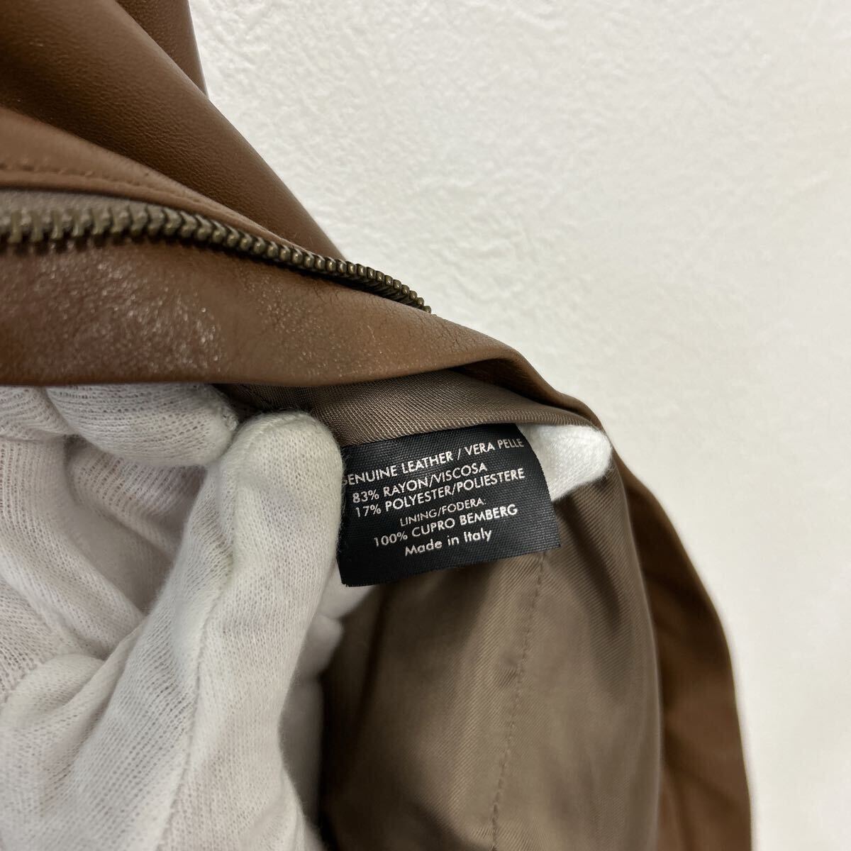 1円 新品同様 GUCCI グッチ 羊革 ラムレザー レザージャケット シングルライダースジャケット ライダースジャケット 38_画像7