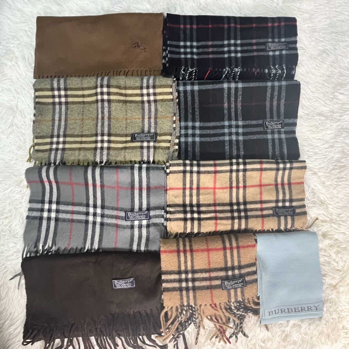 BURBERRY マフラー　9点セット　カシミア 100% まとめ売り　 バーバリー ストール　ひざ掛け　ウール100%　まとめ　1円_画像1
