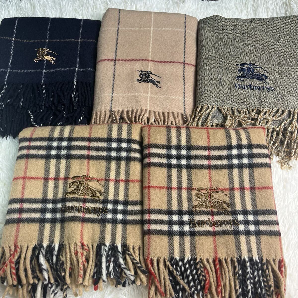 BURBERRY マフラー ひざ掛け 5点セット まとめ売り バーバリー ストール ウール100% まとめ 1円 ノバチェック_画像1
