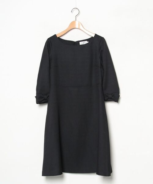 「Bon mercerie」 リボン7分袖ワンピース 38 ブラック レディース_画像1