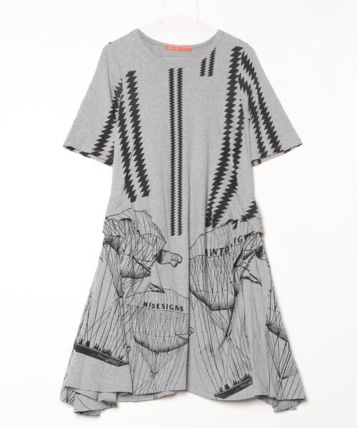 「mintdesigns」 半袖ワンピース - グレー レディース_画像1