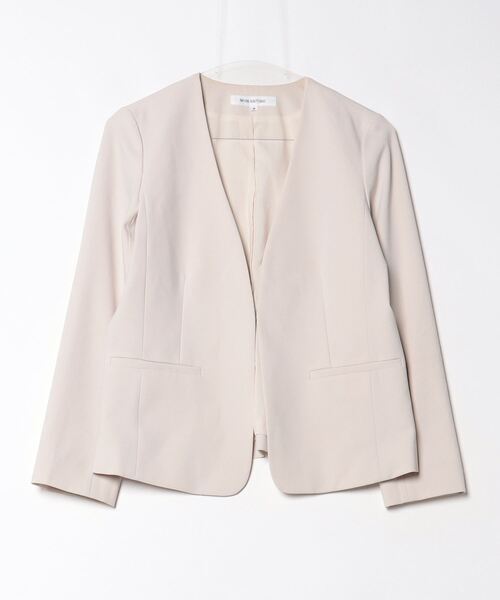 「NATURAL BEAUTY BASIC」 ノーカラージャケット MEDIUM ベージュ レディース_画像1