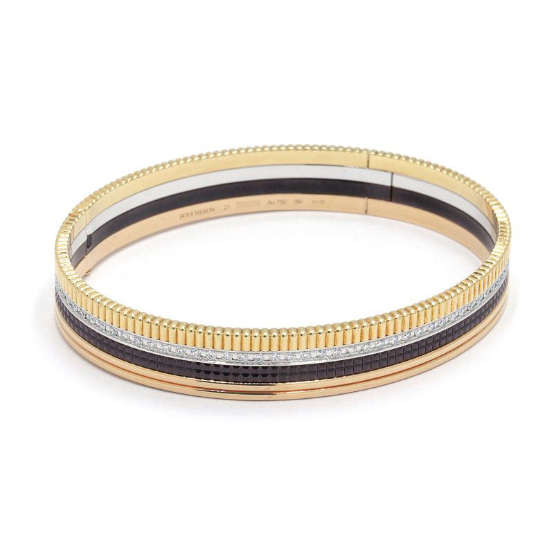 ブシュロン キャトルクラシックバングルスモール 21号 K18YG K18WG K18PG PVD ダイヤモンド ブレスレット 地金59.4g 中古 送料無料_画像2