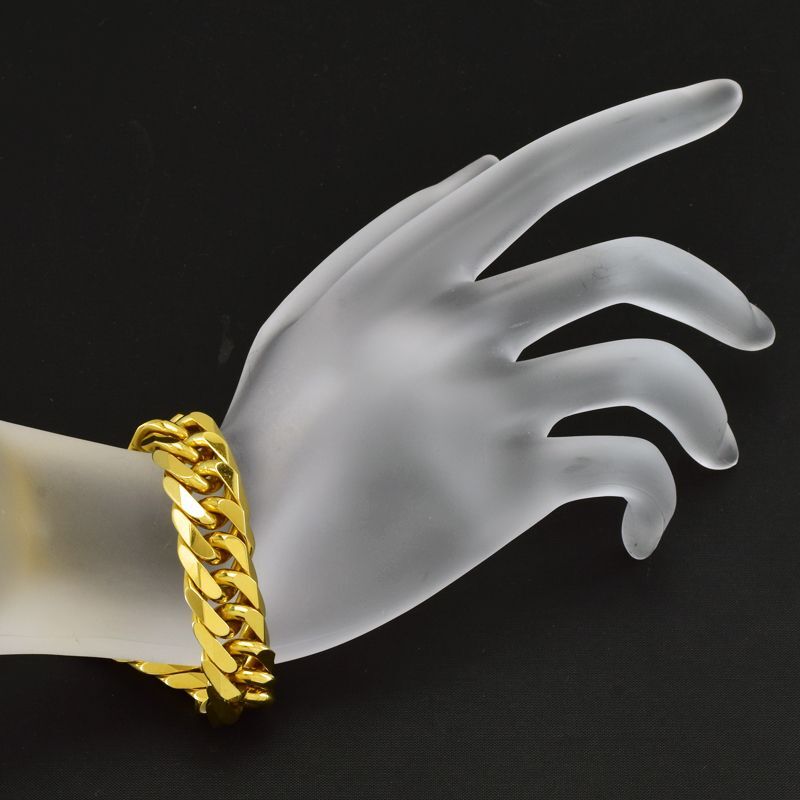 喜平ブレスレット 6面ダブル 内周19.8cm 全長22.1cm 99.2g K18YG 造幣局検定刻印 K18 イエローゴールド キヘイブレスレット 中古 送料無料_画像2