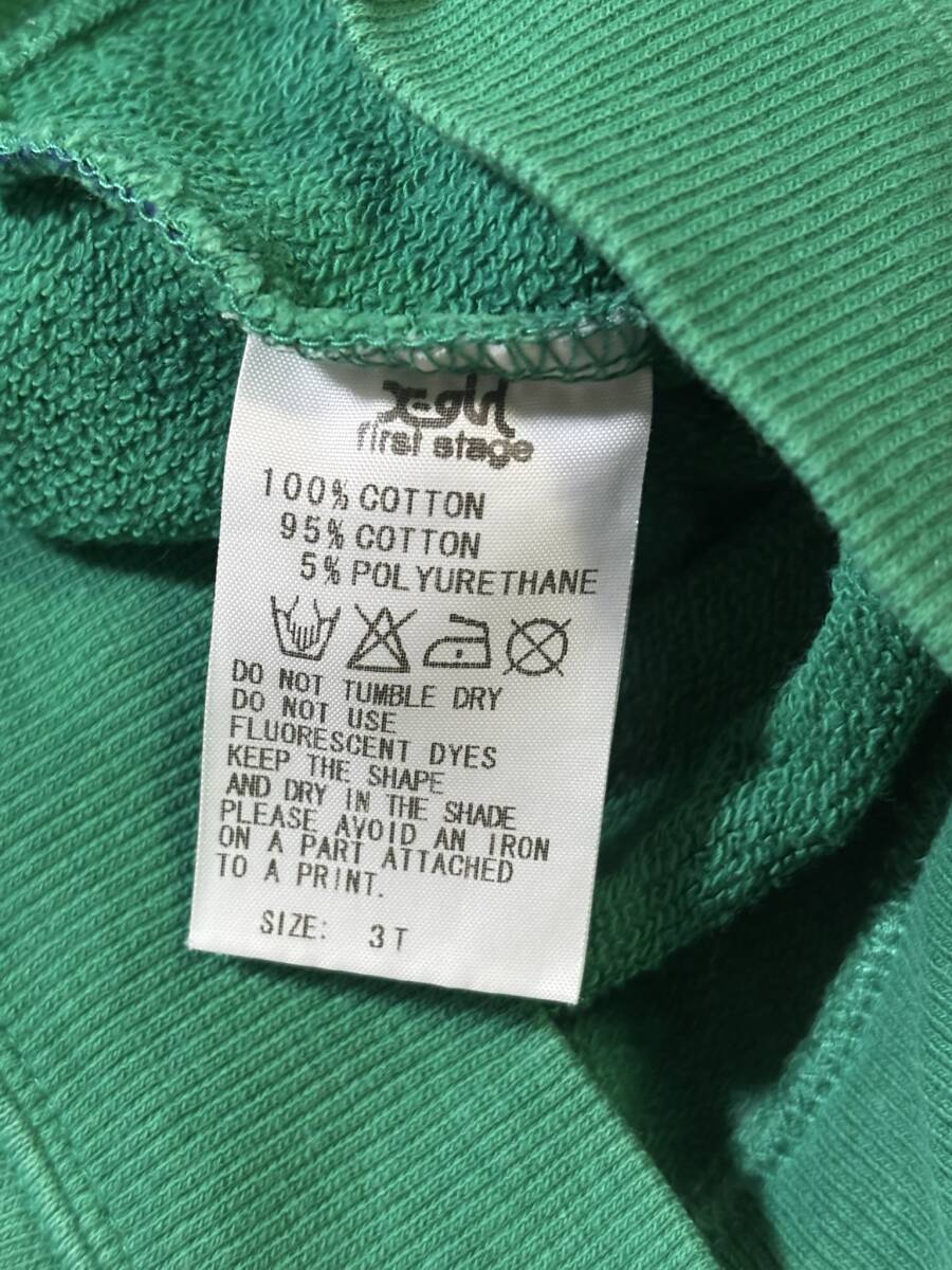 XGS XGIRL STAGES X-GIRL エックスガール フーデッド ジップ パーカー 緑 グリーン 3T 95 100_画像5