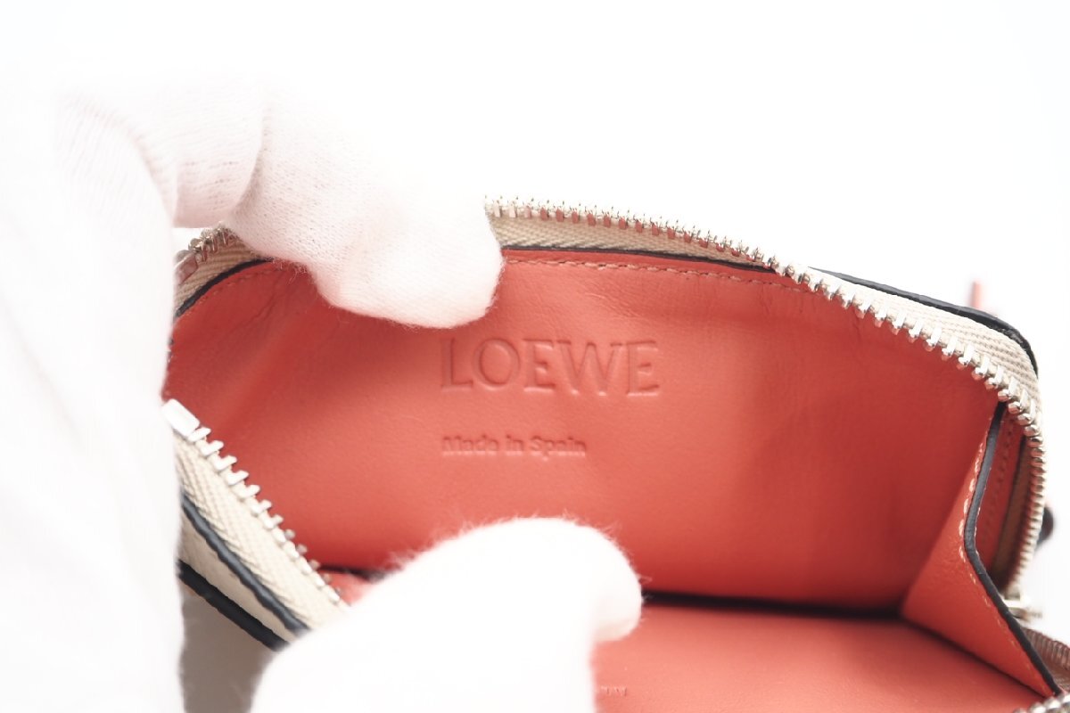 ★３日以内返品可★ LOEWE ロエベ C660Z40X07 ソフトグレインカーフ アナグラム コインカードホルダー ライトオーツ ハニー コインケース_画像9