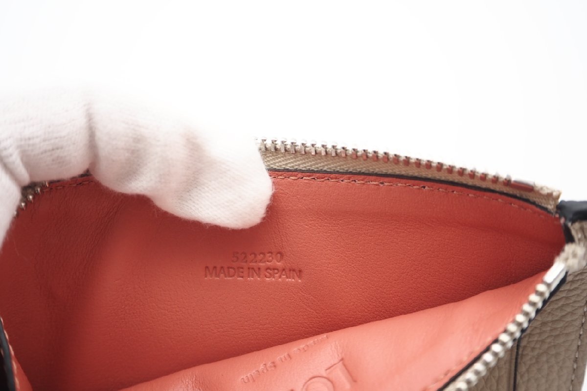 ★３日以内返品可★ LOEWE ロエベ C660Z40X07 ソフトグレインカーフ アナグラム コインカードホルダー ライトオーツ ハニー コインケース_画像10