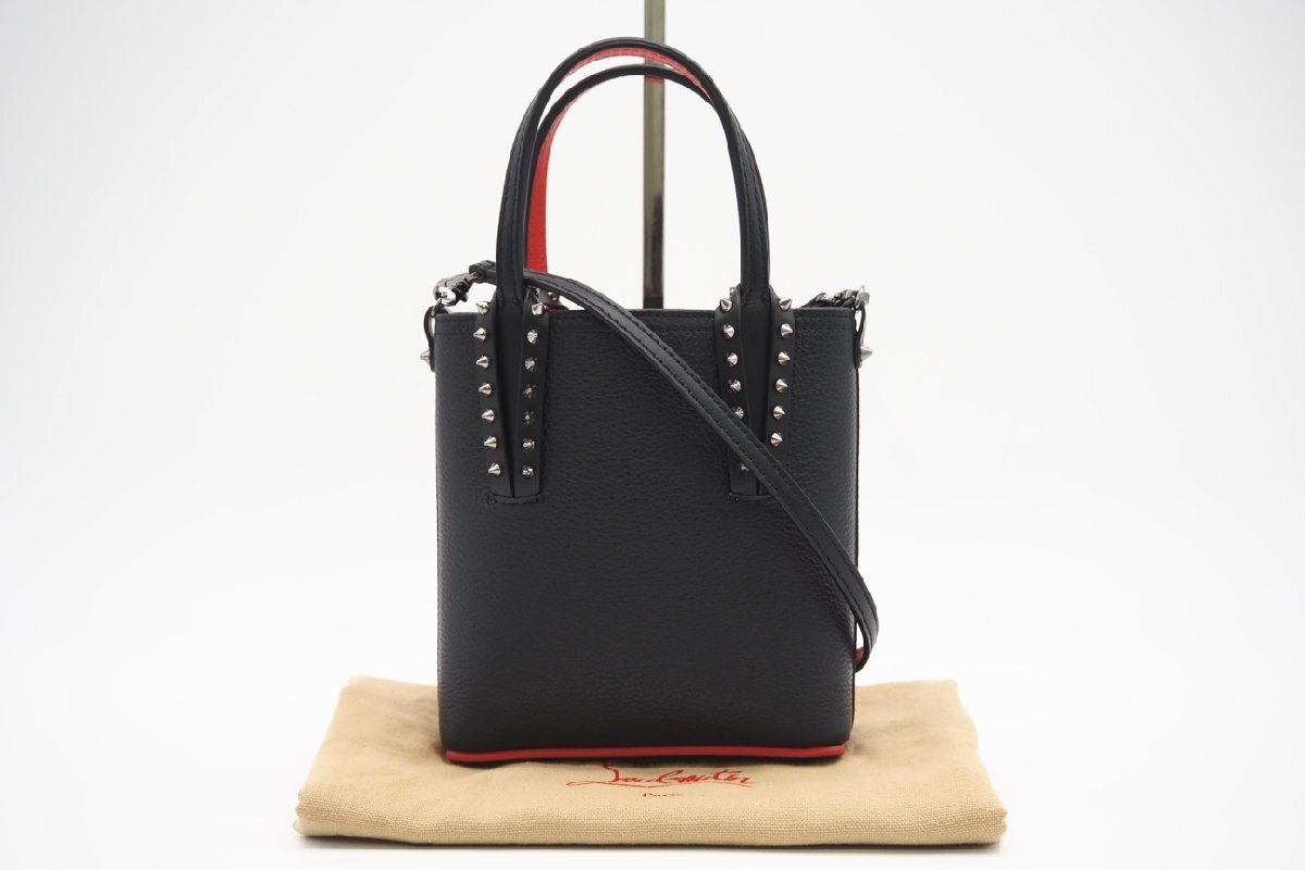 ☆安心の３大保証☆ ABランク ≪Christian Louboutin クリスチャン ルブタン/2WAYバッグ≫ 1215096 Cabata N/S mini スタッズ ブラック 美_画像1