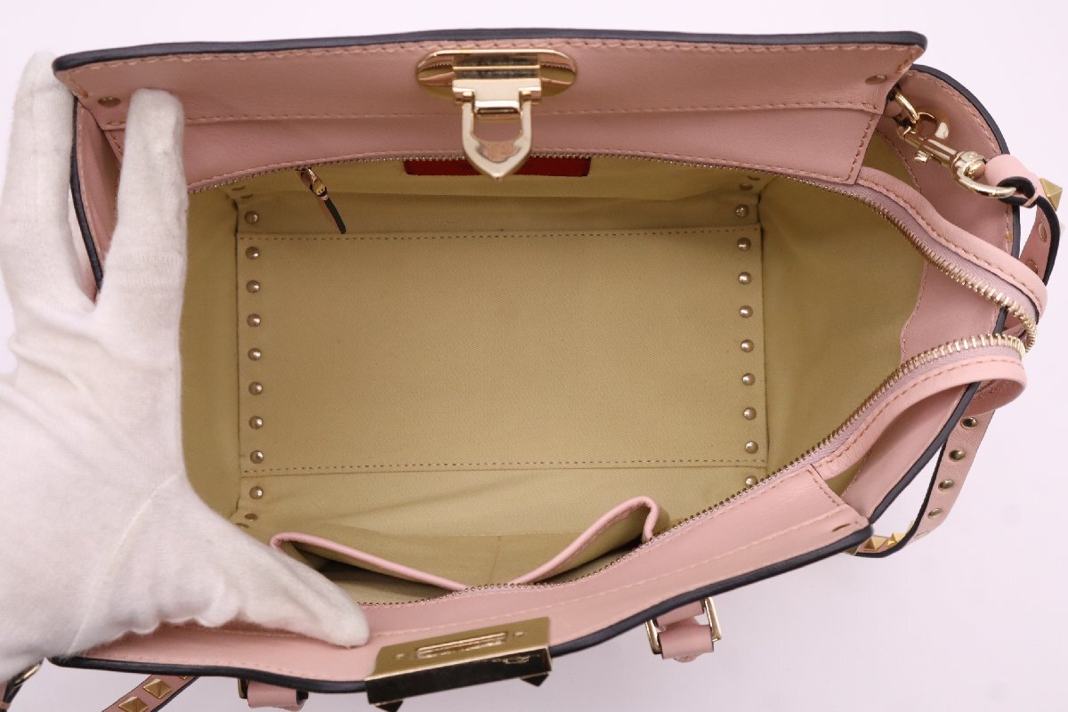 ☆安心の3大保証☆ ABランク ≪VALENTINO ヴァレンティノ/2WAYバッグ≫ BGG540BOL1 ガラヴァーニ ロックスタッズ レザー ピンク 送料無料_画像8