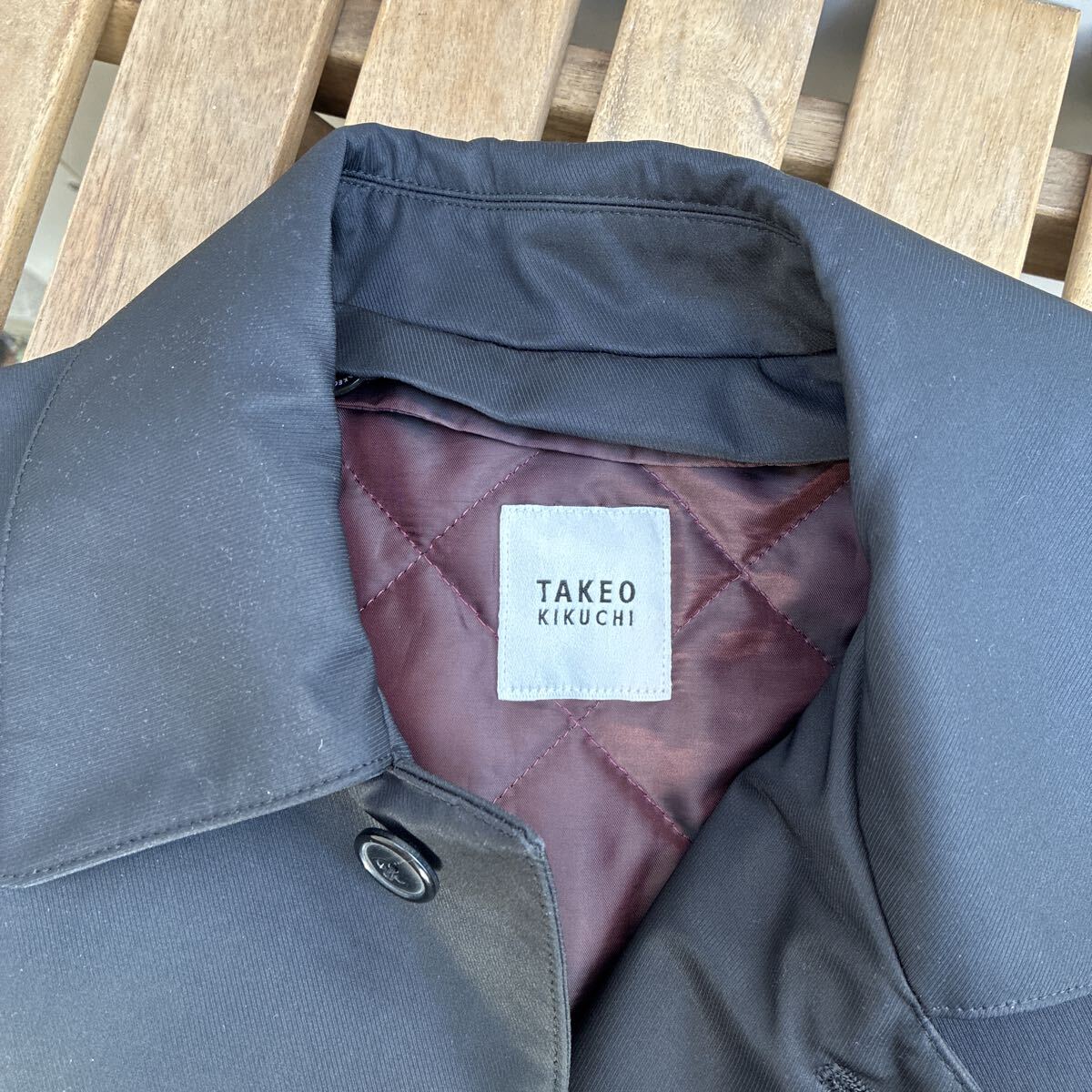 美品 タケオキクチ ビジネスコート TAKEO KIKUCHI 2way キルティングライナー 取り外し可 Mサイズ ステンカラーコート ブラック黒_画像2