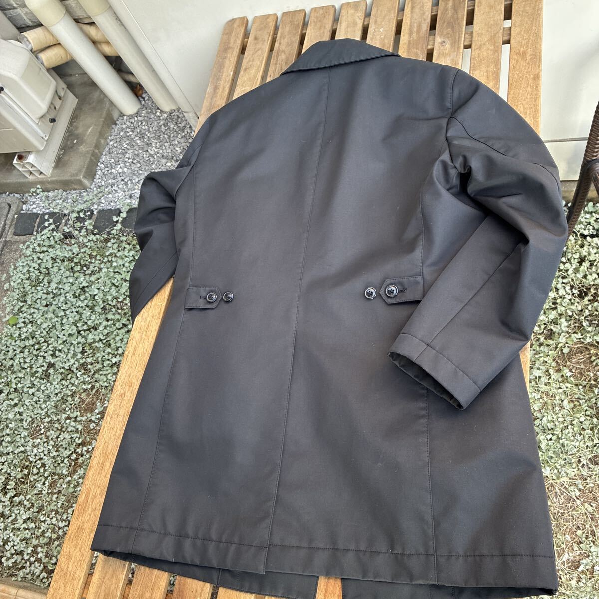 美品 タケオキクチ ビジネスコート TAKEO KIKUCHI 2way キルティングライナー 取り外し可 Mサイズ ステンカラーコート ブラック黒_画像6