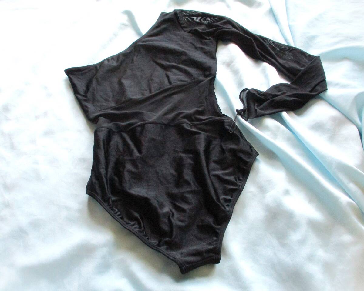 ワンショル M～Lサイズ 海外製 バトントワラー カラーガード メッシュ切替 ツヤツヤ 光沢 ワンショルダー レオタード バトン部吹奏楽 WBT34_画像4