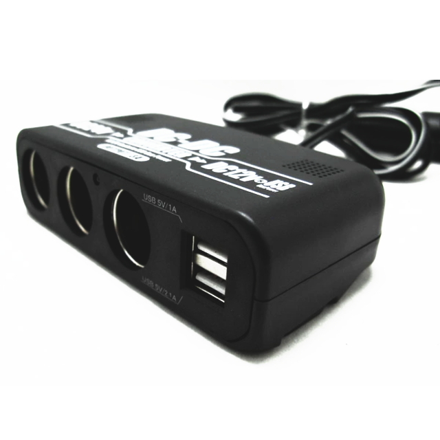 24V電源を12V電源へ変換！3連シガー電源DCDC/デコデコ★USB2個口付★手軽で簡単！使いやすいデコデコ★スマホの充電やナビの電源取りに