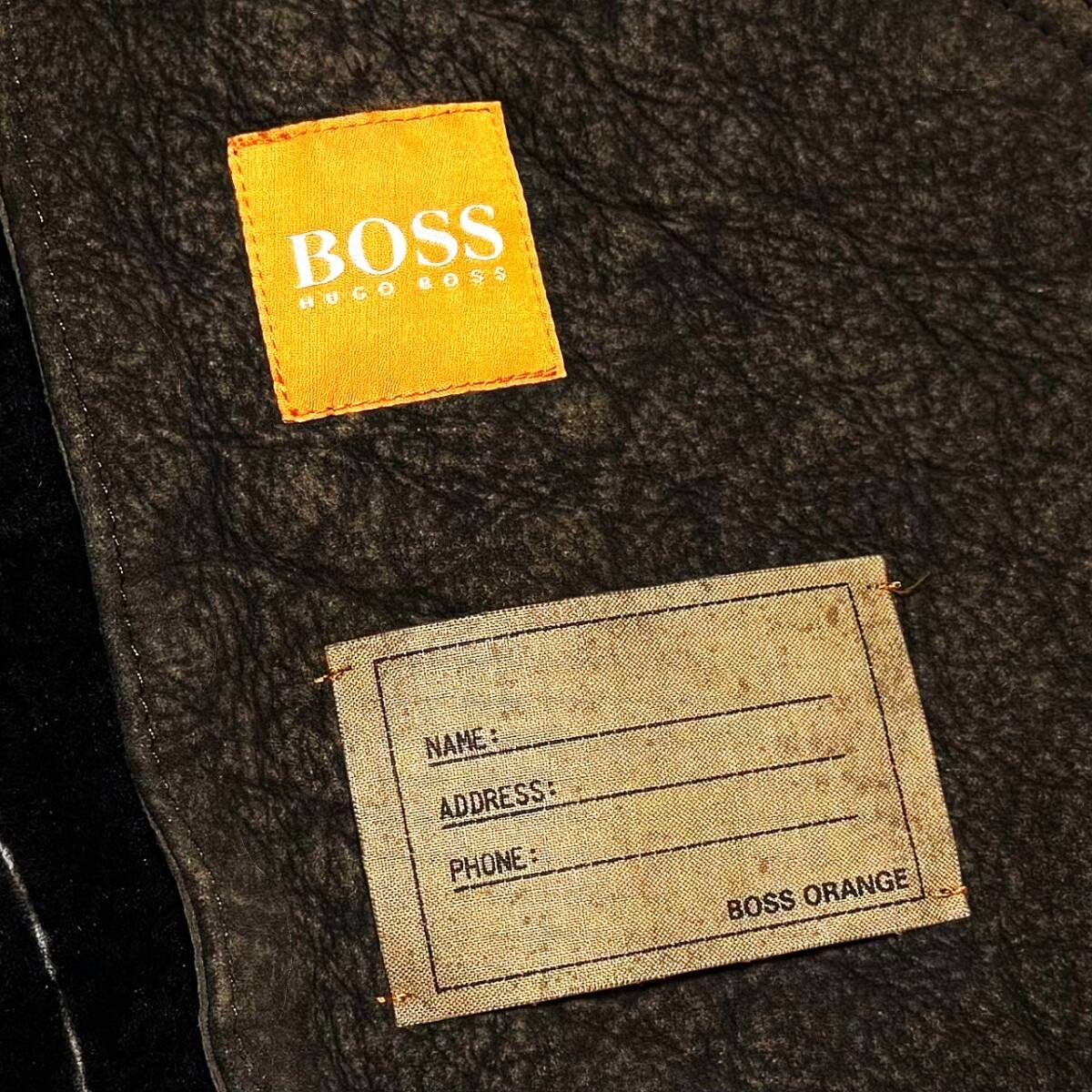 贅の極! 定価20万 極暖! HUGO BOSS ORANGE 最高級羊革 総裏 極上リアルムートン 加工 ライダースジャケット 50 羊革 ブルゾン ヒューゴボス_画像9