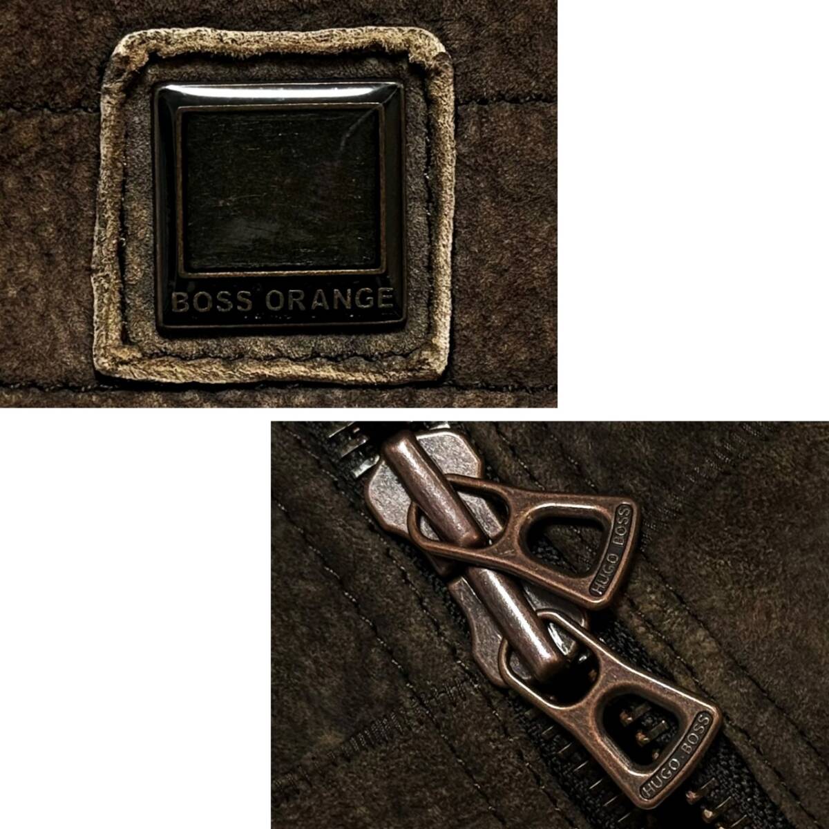 贅の極! 定価20万 極暖! HUGO BOSS ORANGE 最高級羊革 総裏 極上リアルムートン 加工 ライダースジャケット 50 羊革 ブルゾン ヒューゴボス_画像7