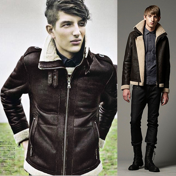 超希少 定16.8万 極美品 バーバリーブラックレーベル リアルムートン レザー B-3 アビエーター ジャケット M 黒 羊革 BURBERRY BLACK LABEL_画像9