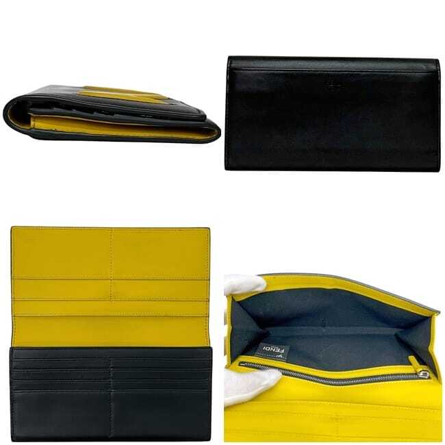 フェンディ 二つ折り 長財布 ec-24291 ブラック バグズ 7M0264 財布 美品 レザー 中古 A80S 199_画像2