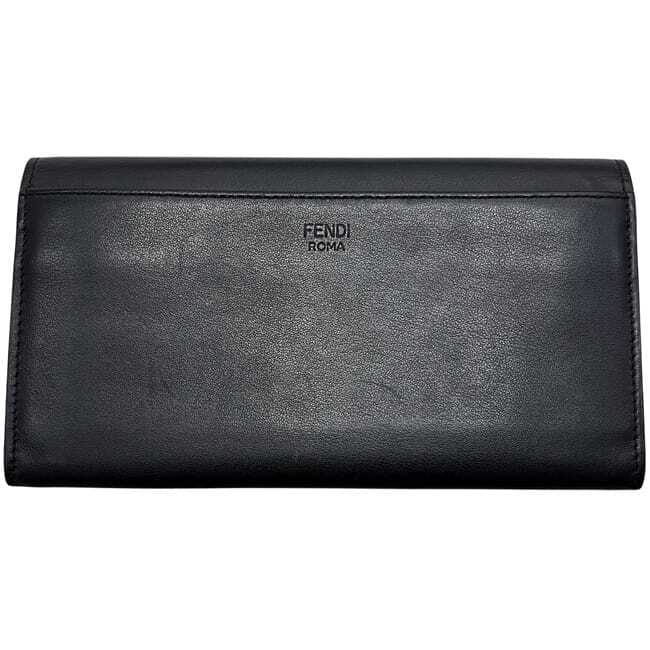 フェンディ 二つ折り 長財布 ec-24291 ブラック バグズ 7M0264 財布 美品 レザー 中古 A80S 199_画像10