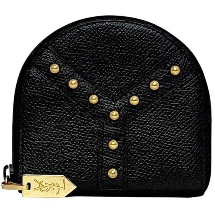 イヴサンローラン コインケース ec-24317 ブラック 小銭入れ 美品 レザー スタッズ 中古 YVES SAINT_画像1