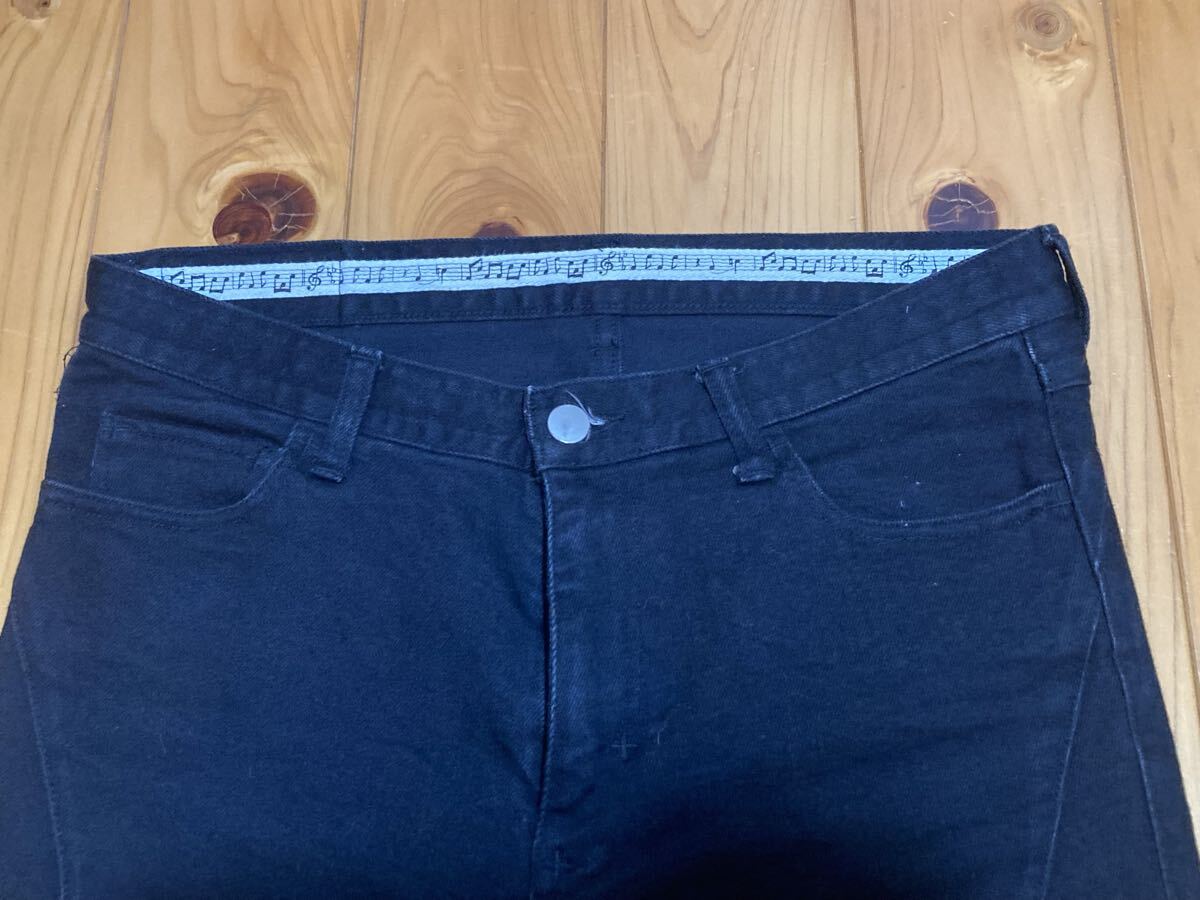 nnナンバーナインstudiousスキニーデニムブラック膝ダメージ加工ストレッチ スリム タイト黒_画像2