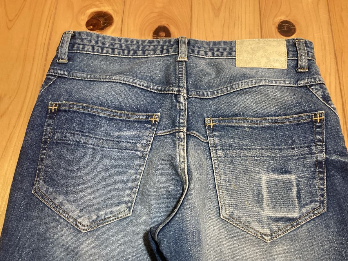 nnナンバーナインスキニーデニム膝ダメージ加工ストレッチブルー ジーパン パンツ ジーンズ_画像5