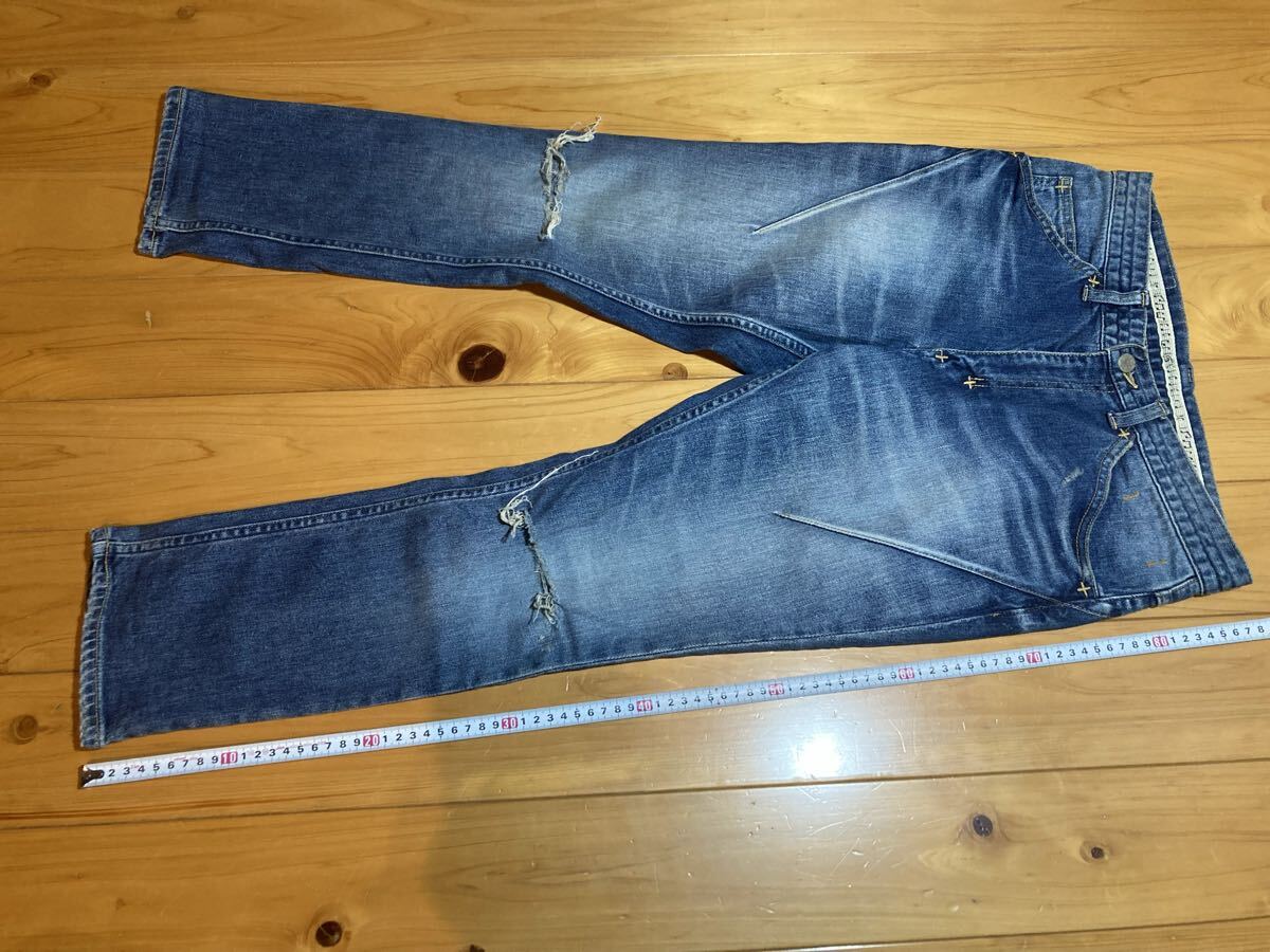 nnナンバーナインスキニーデニム膝ダメージ加工ストレッチブルー ジーパン パンツ ジーンズ_画像10