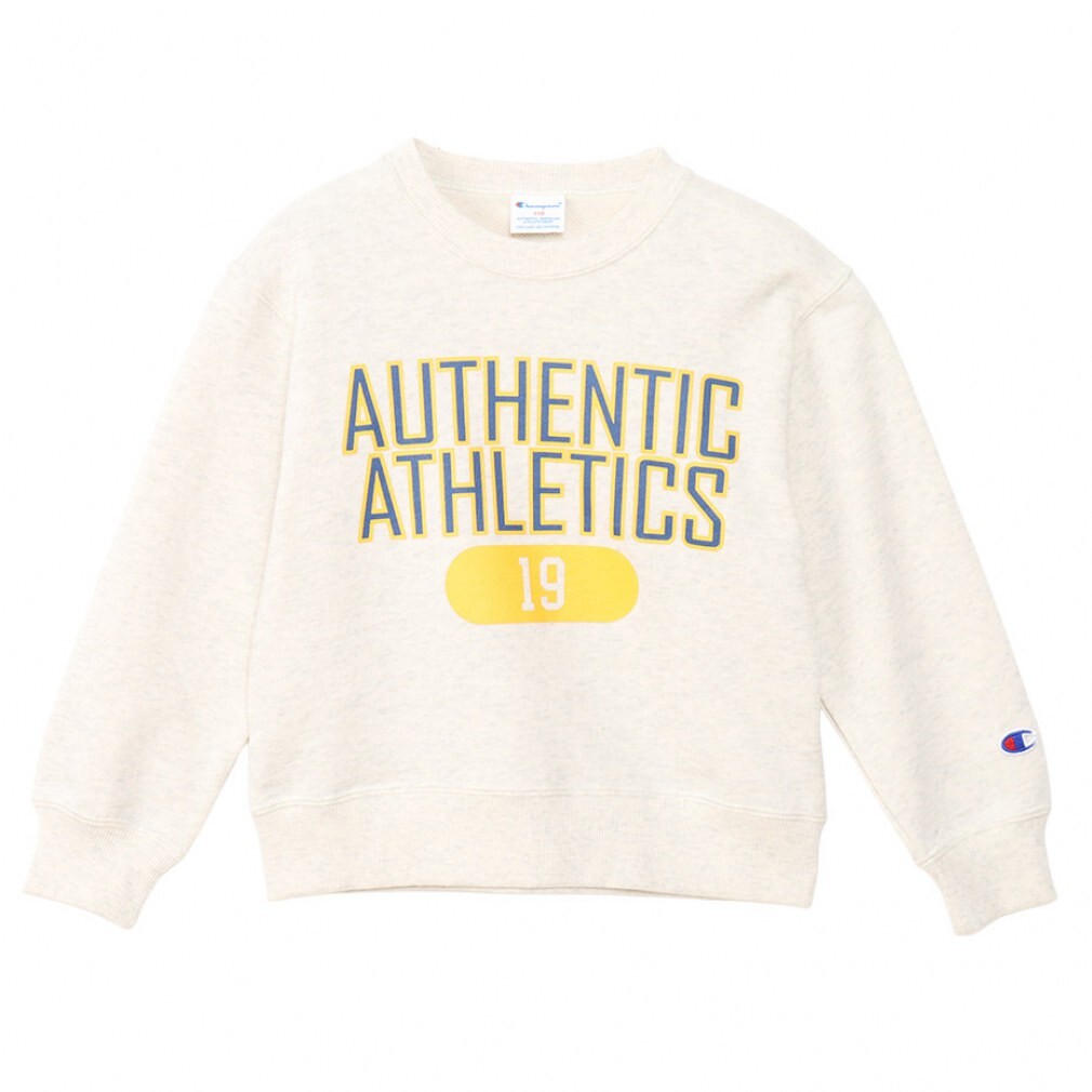 美品★Champion クルーネックスウェットシャツ 140㎝ 定価4,950円 オートミール チャンピオン 長袖ロゴスウェット キッズ 男女兼用 130 _画像1