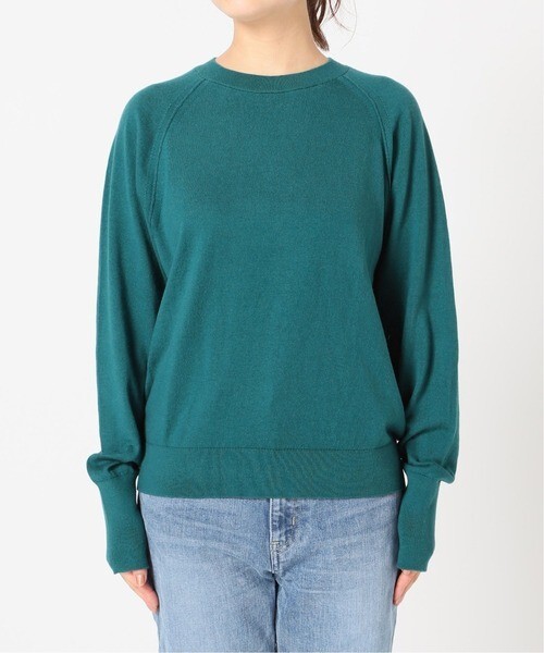 秋冬物★美品★FRAMeWORK コットンカシミヤクルーネックプルオーバー 定価15,400円 グリーン フレームワーク ニット セーター カジュアル_画像3