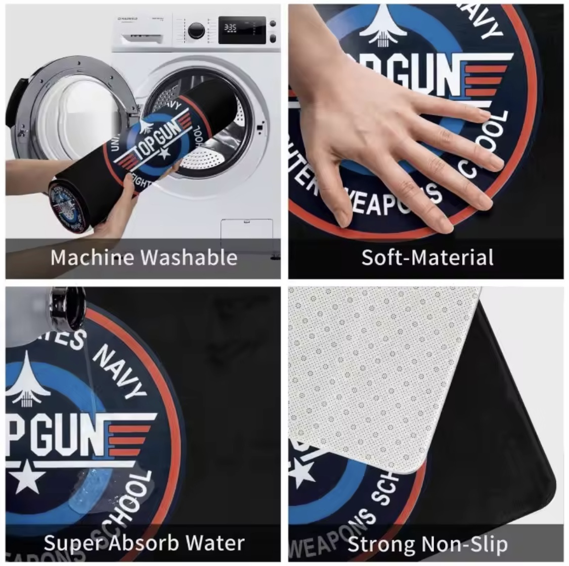 送料無料 映画 アクション 洋画 トップガン マーヴェリック Top Gun トム・クルーズ キッチンマット バスマット 玄関マット 1_画像2