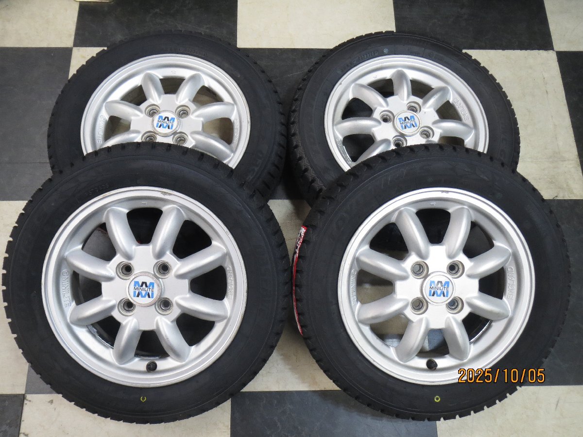 ダイハツ 純正 MINILITE ミニライト 14インチ ココア タント 4.5J +45 4H100 中古 25年製 スタッドレス TOYO OBSERVE GIZ2 155/65R14 新品_画像1