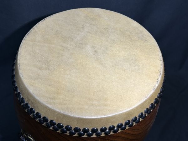 【S10-22】備中太鼓 時代和太鼓 撥 長胴太鼓 打楽器 台座付き 演奏可能 旧家整理品_画像7