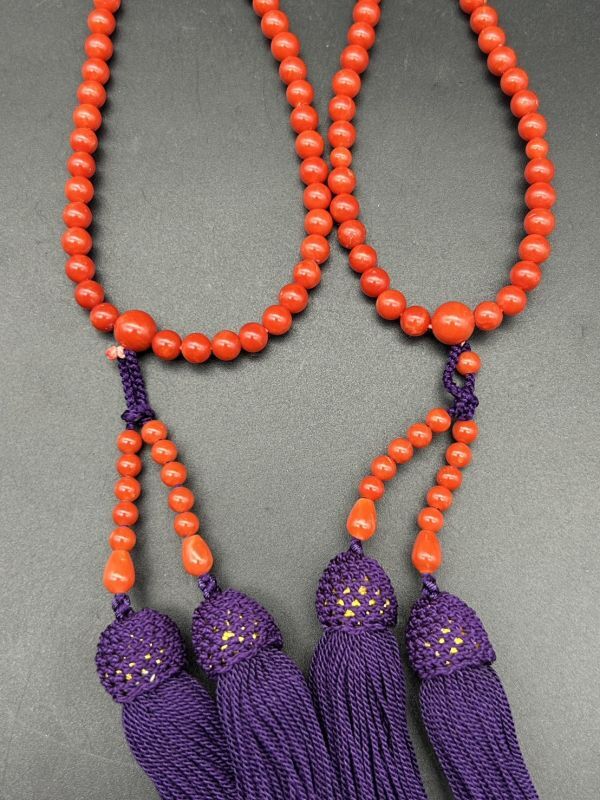 【S10-28】赤珊瑚 サンゴ 数珠 和装小物 仏具 旧家整理品_画像3