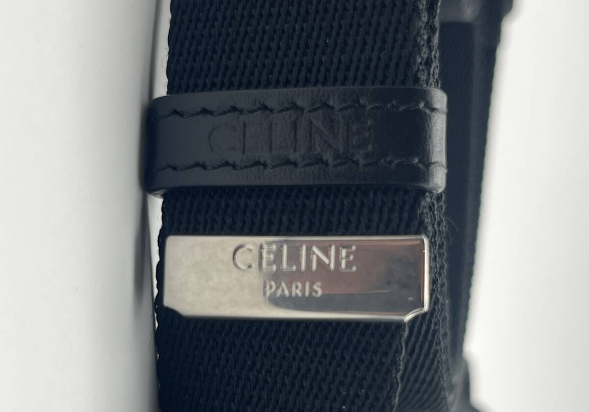 CELINE ショルダーバッグ トレッキング モバイルポーチ キャンバス ブラック_画像7