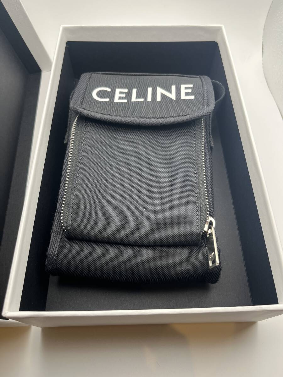 CELINE ショルダーバッグ トレッキング モバイルポーチ キャンバス ブラック_画像9