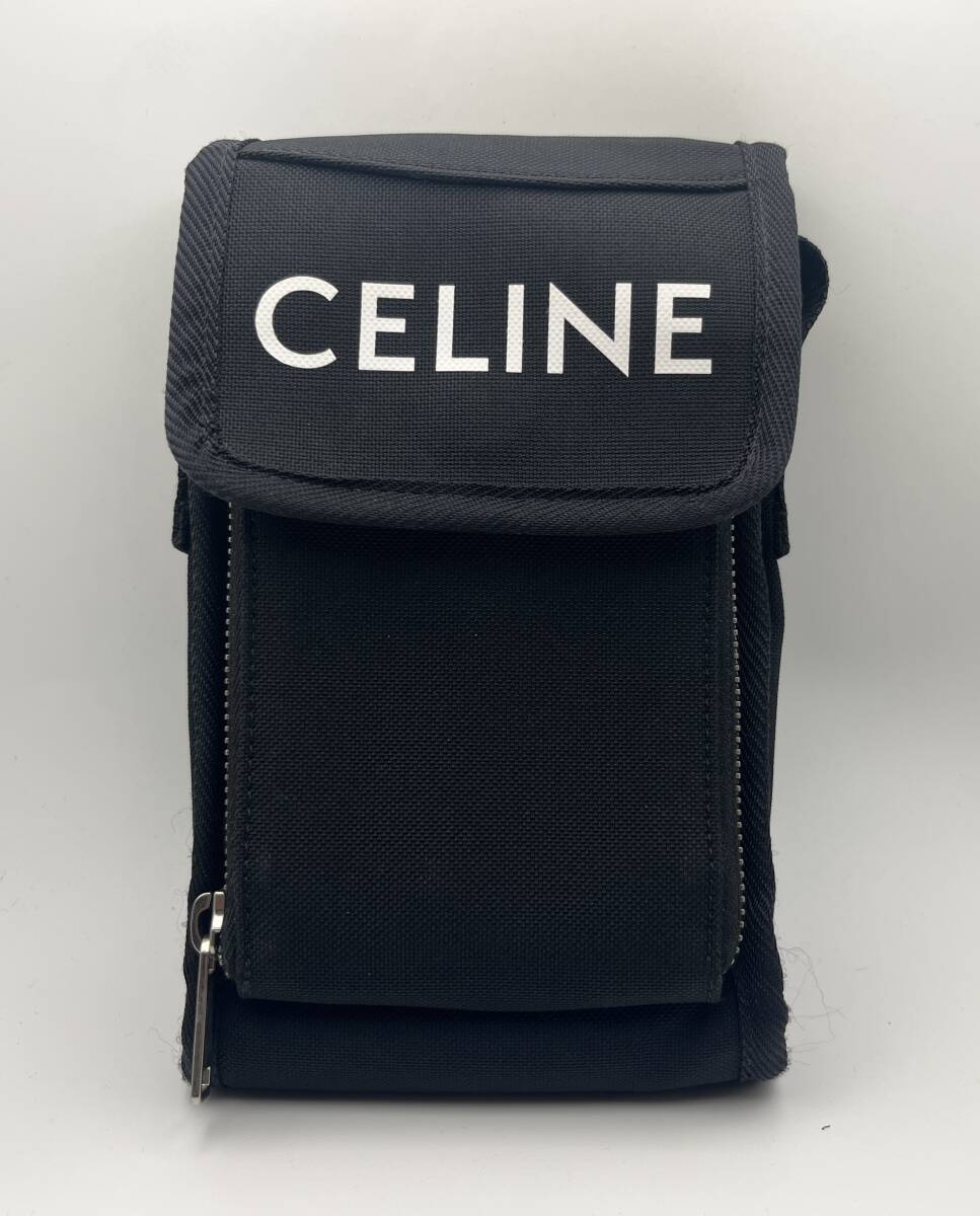 CELINE ショルダーバッグ トレッキング モバイルポーチ キャンバス ブラック_画像1