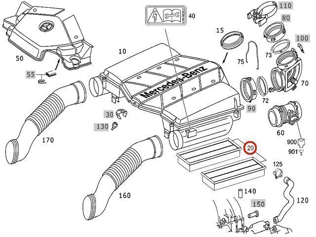 エアフィルター エアクリーナー エアエレメント CLS W219 CLS55AMG M113 V8エンジン メルセデス ベンツ エアーエレメント