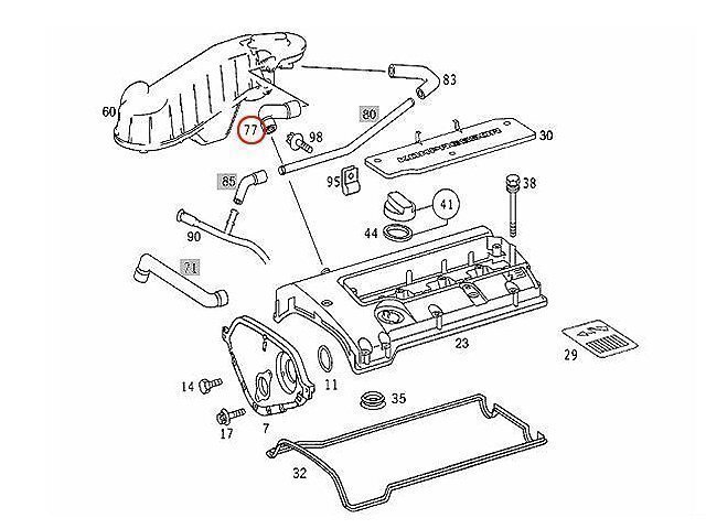 Cクラス W203 C200コンプレッサー M111 直4エンジン メルセデス ベンツ ブローバイホース ブロバイホース ブリーザーホース